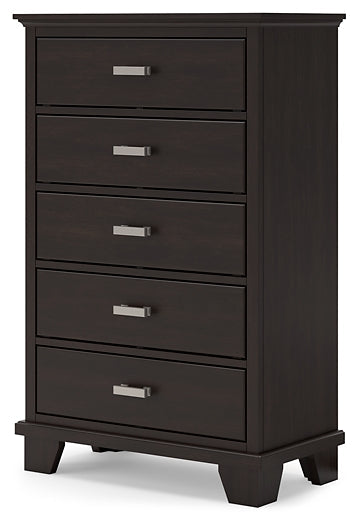 Covetown King Panel Bed with Mirrored Dresser and Chest
