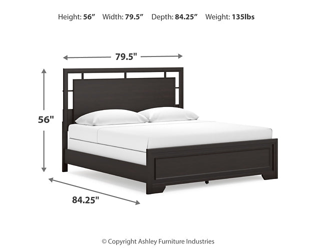 Covetown King Panel Bed with Mirrored Dresser and Chest