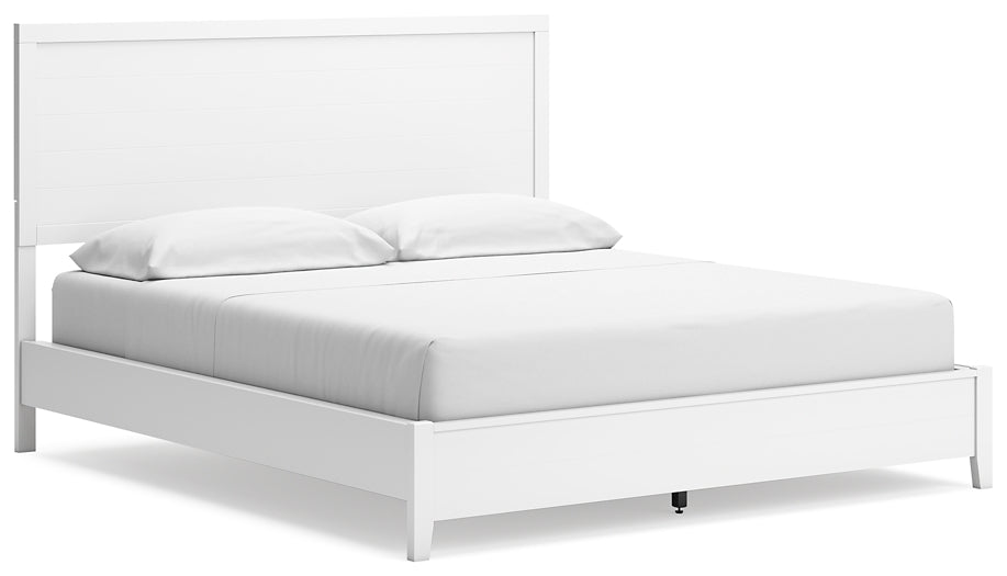 Binterglen California King Panel Bed with Mirrored Dresser, Chest and Nightstand