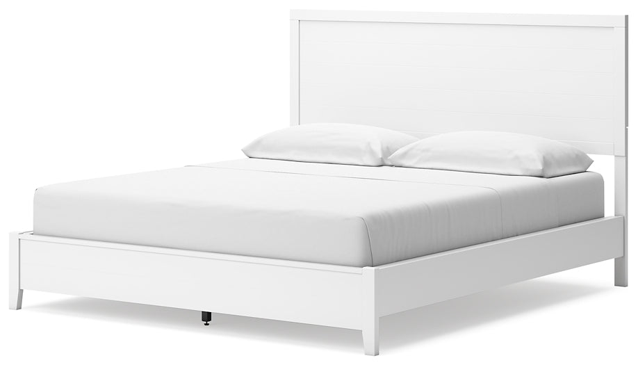 Binterglen California King Panel Bed with Mirrored Dresser and Chest