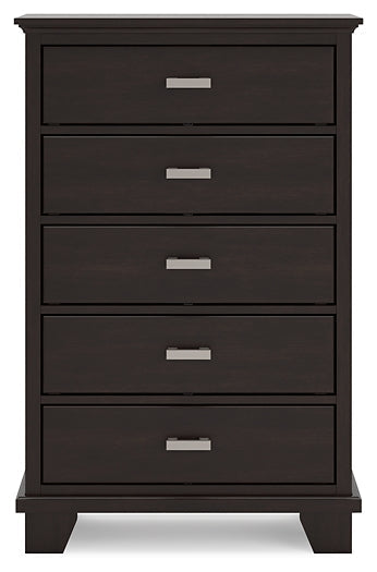 Covetown California King Panel Bed with Mirrored Dresser and Chest