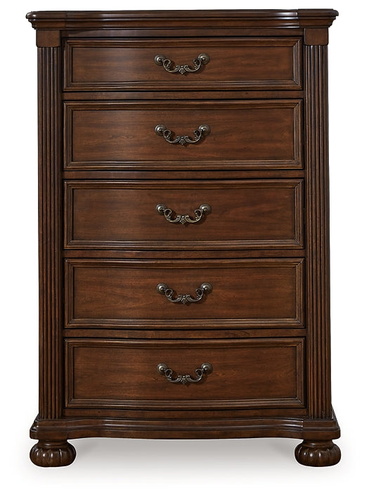 Lavinton Queen Poster Bed with Mirrored Dresser, Chest and Nightstand