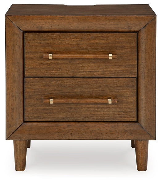 Lyncott California King Upholstered Bed with Mirrored Dresser, Chest and Nightstand