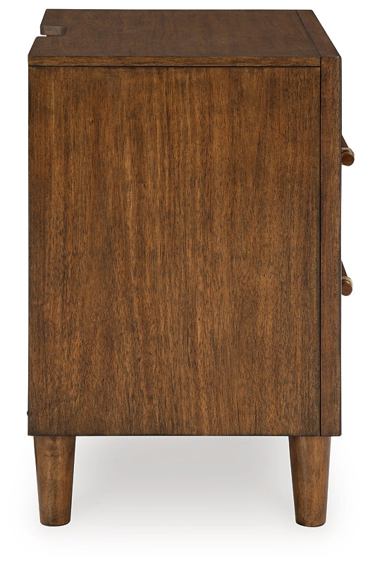 Lyncott California King Upholstered Bed with Mirrored Dresser, Chest and Nightstand