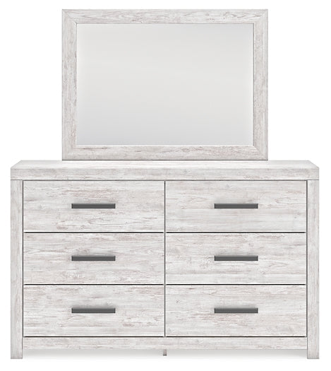 Cayboni King Panel Bed with Mirrored Dresser and Chest