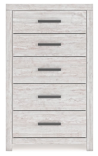 Cayboni King Panel Bed with Mirrored Dresser and Chest