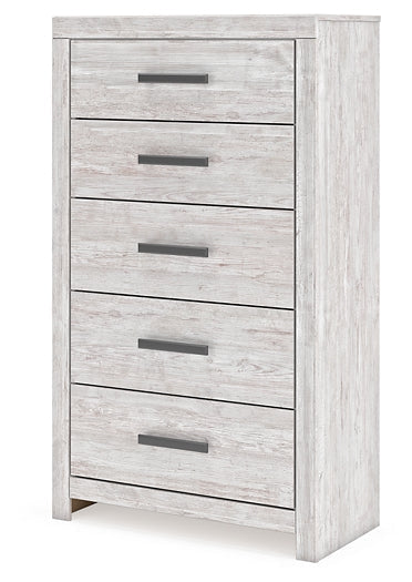 Cayboni King Panel Bed with Mirrored Dresser and Chest