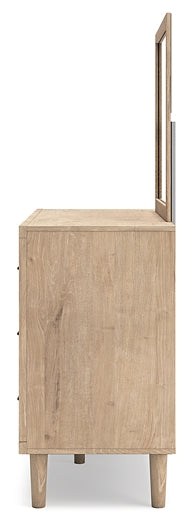 Cielden King Panel Headboard with Mirrored Dresser
