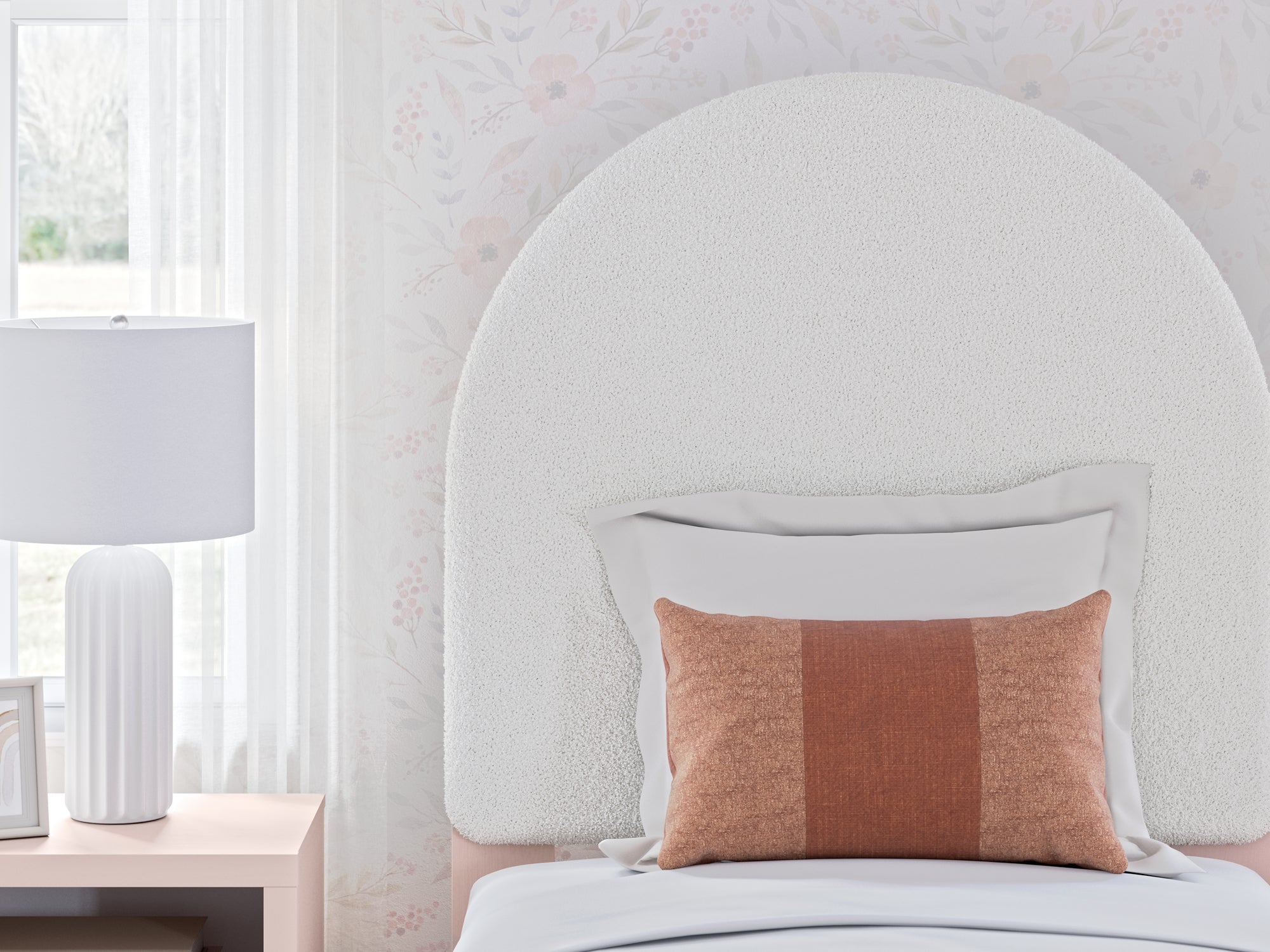 Wistenpine Twin Upholstered Panel Bed with Mirrored Dresser and Nightstand