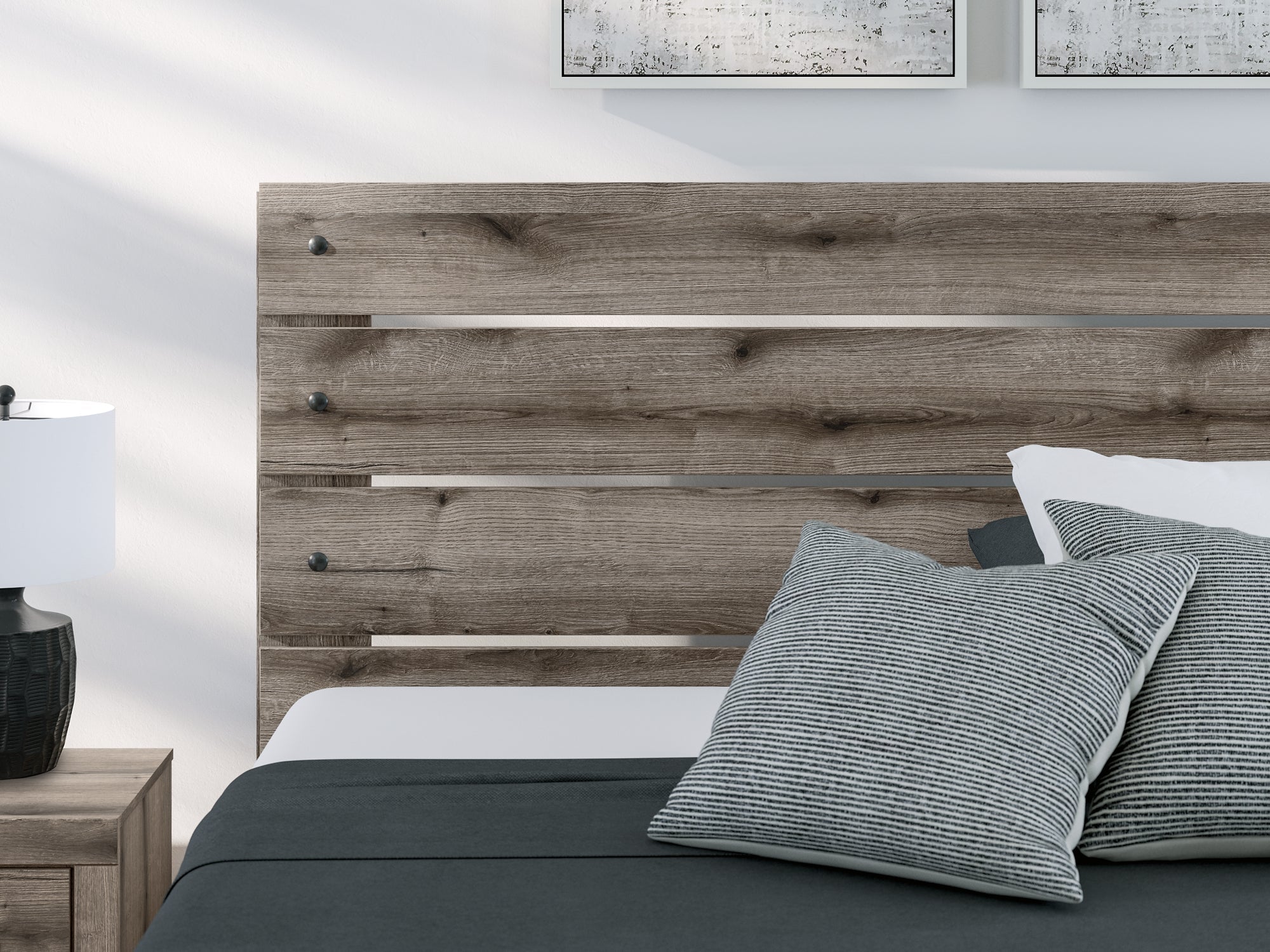 Graystorm King Panel Bed with Mirrored Dresser
