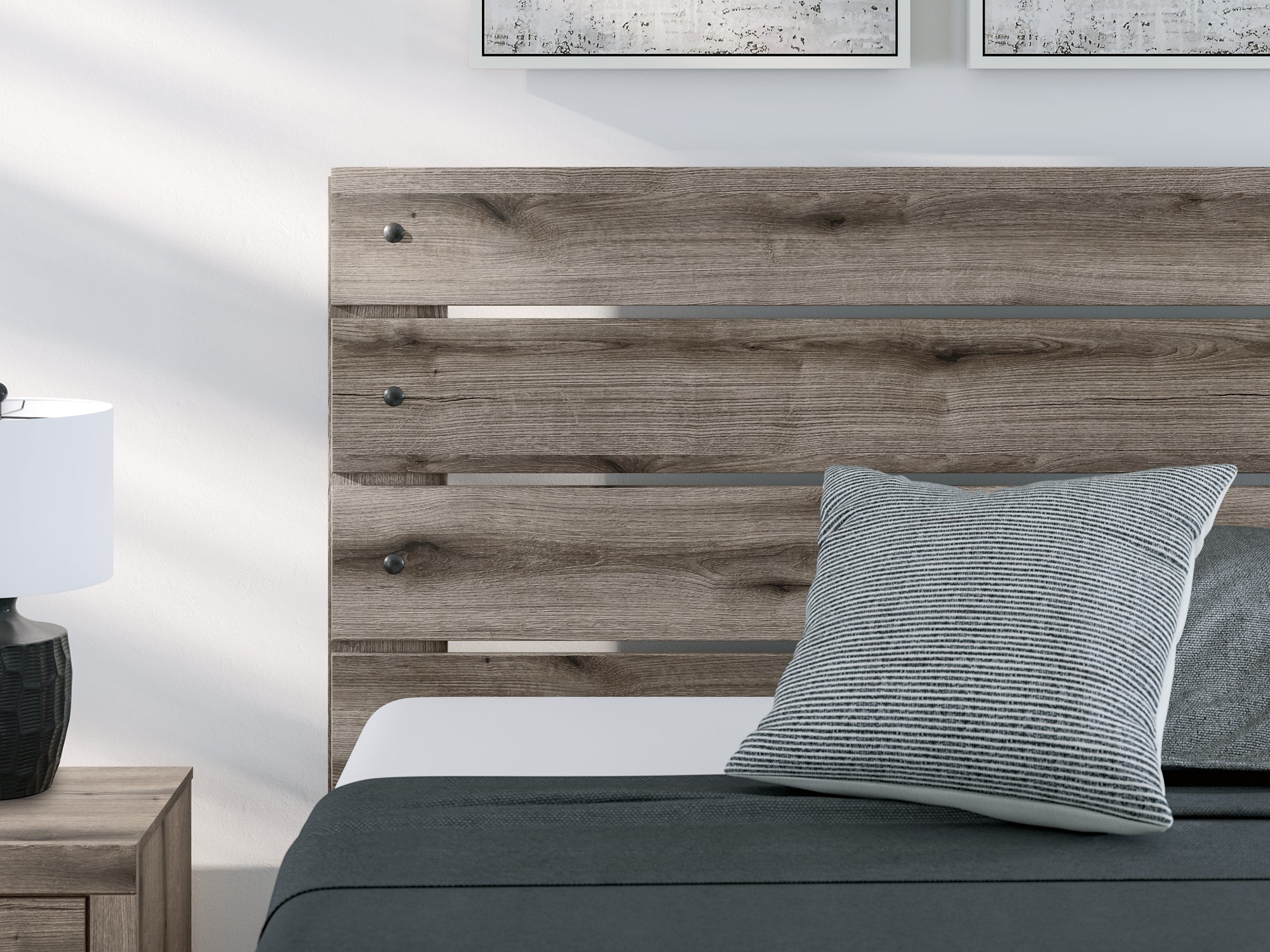 Graystorm Queen Panel Bed with Mirrored Dresser