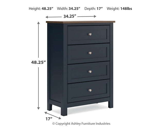 Landocken Full Panel Headboard with Mirrored Dresser and Chest