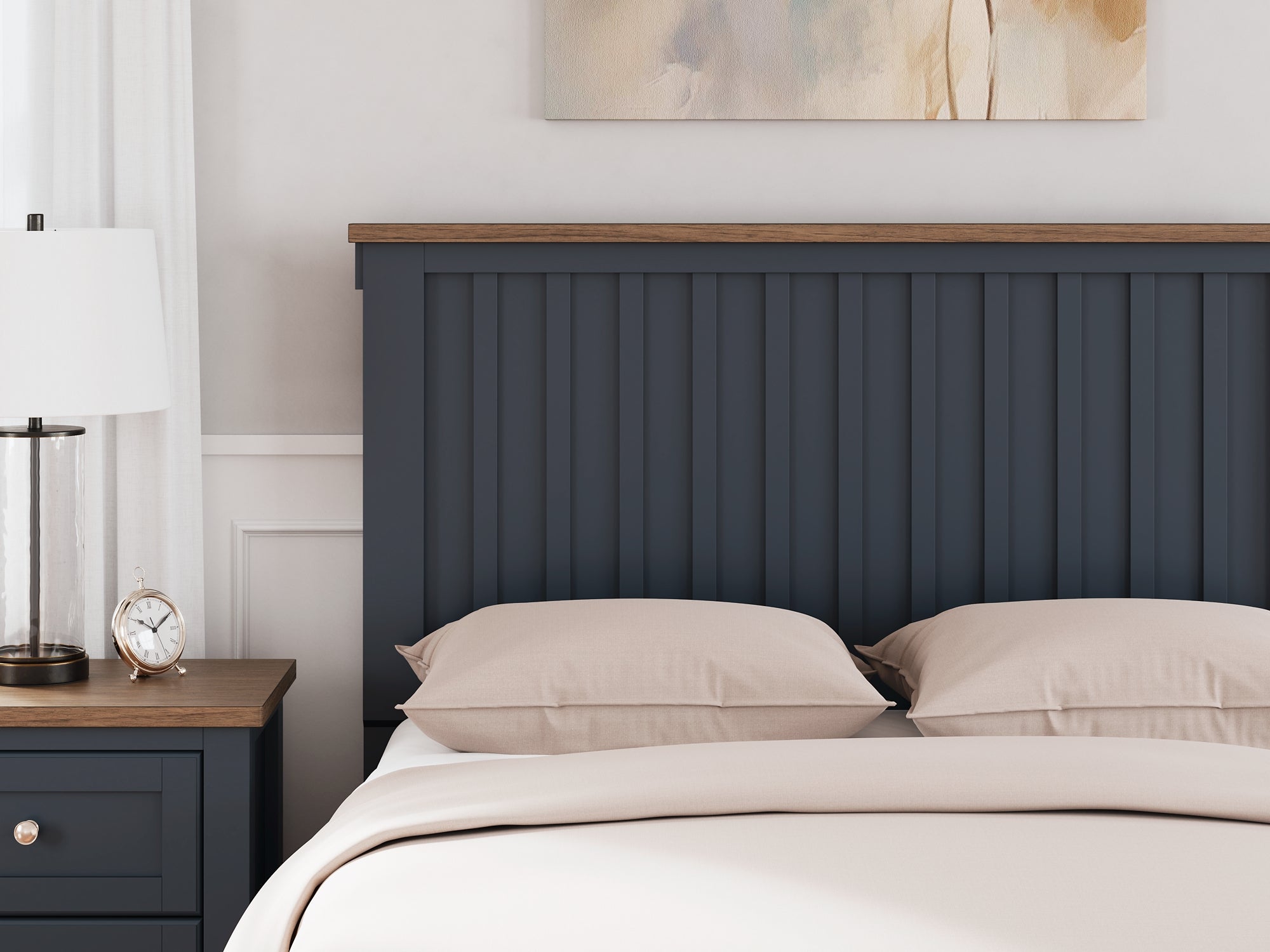 Landocken Full Panel Headboard with Mirrored Dresser and Chest