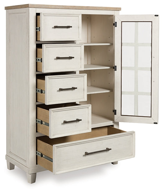 Shaybrock California King Panel Bed with Mirrored Dresser and Chest