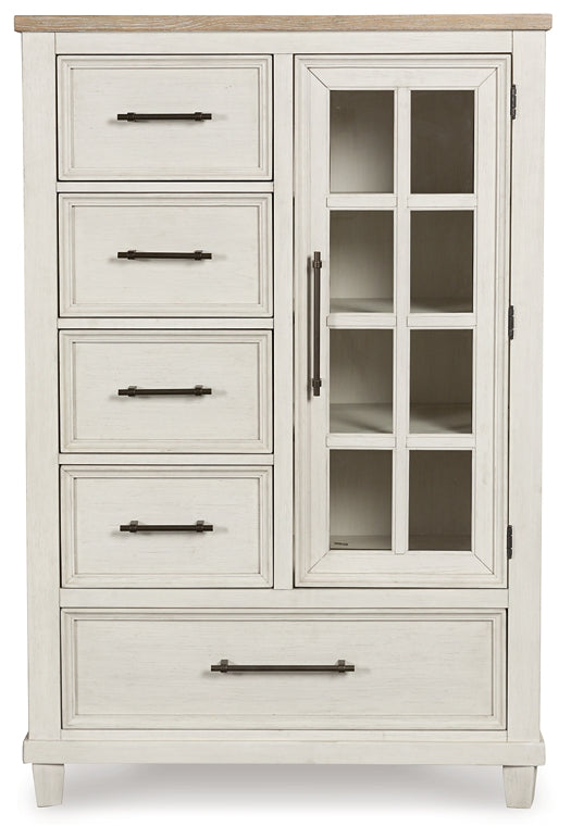 Shaybrock King Panel Bed with Mirrored Dresser and Chest