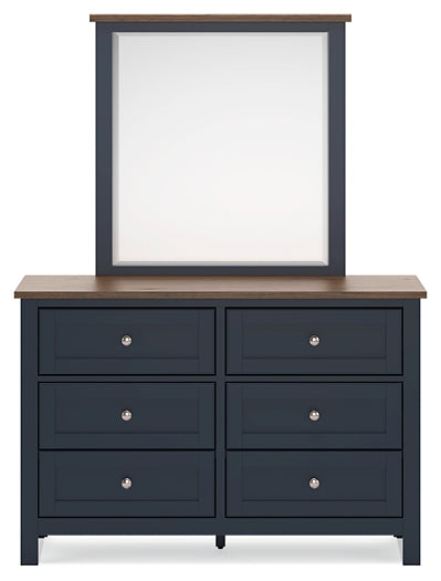 Landocken Queen Panel Headboard with Mirrored Dresser and Chest