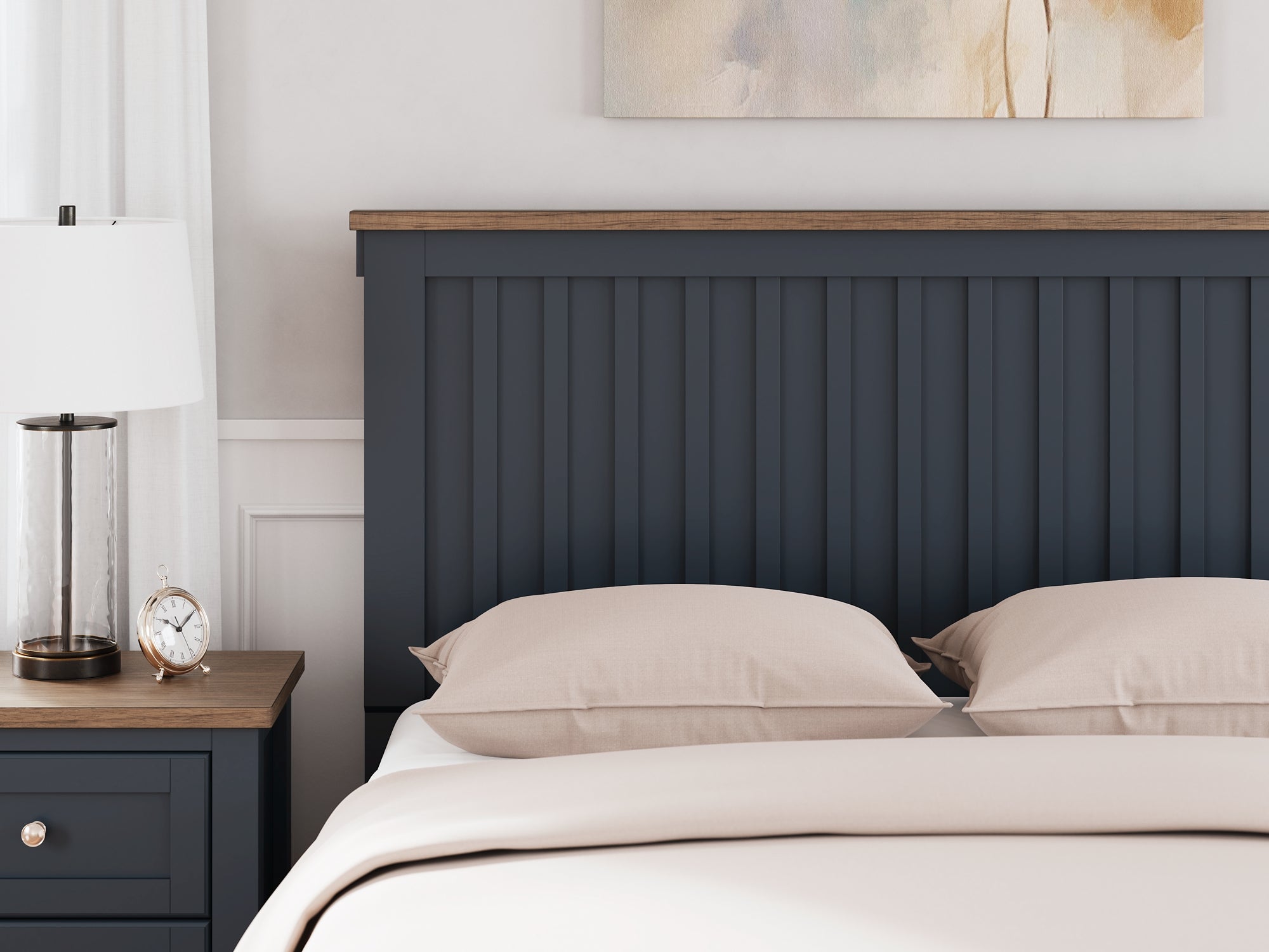 Landocken Queen Panel Headboard with Mirrored Dresser and Chest