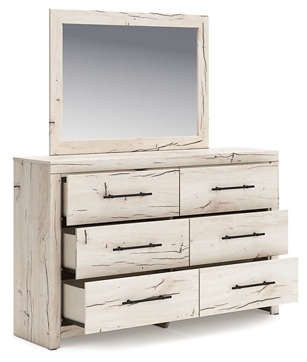 Lawroy Full Panel Headboard with Mirrored Dresser