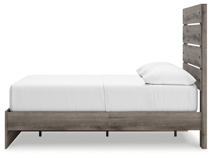 Graystorm Full Panel Bed with Storage with Mirrored Dresser