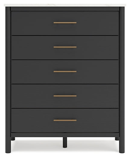 Cadmori Queen Upholstered Bed with Mirrored Dresser and Chest