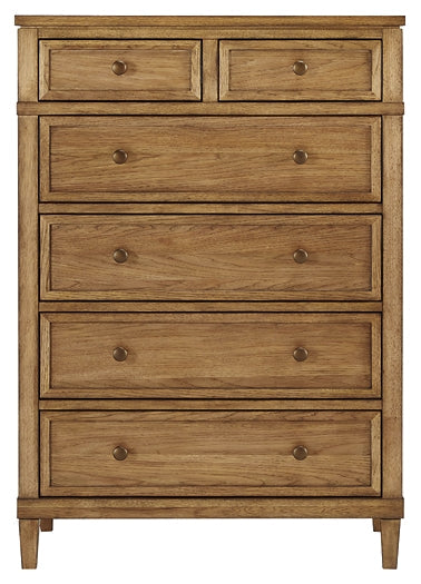 Sharlance California King Upholstered Panel Bed with Mirrored Dresser, Chest and Nightstand