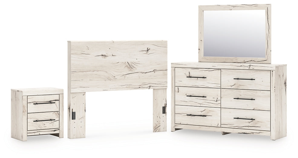 Lawroy Full Panel Headboard with Mirrored Dresser and Nightstand