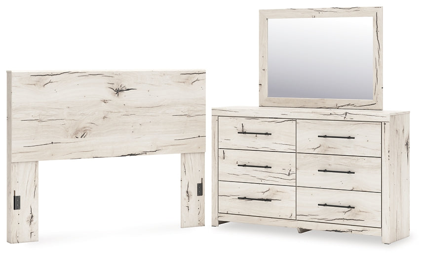 Lawroy Queen Panel Headboard with Mirrored Dresser