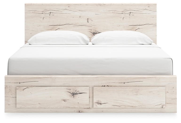 Lawroy King Panel Storage Bed with Mirrored Dresser and Chest
