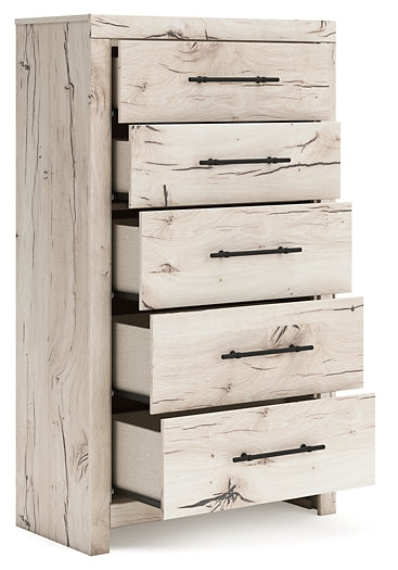 Lawroy Twin Panel Bed with Mirrored Dresser, Chest and Nightstand