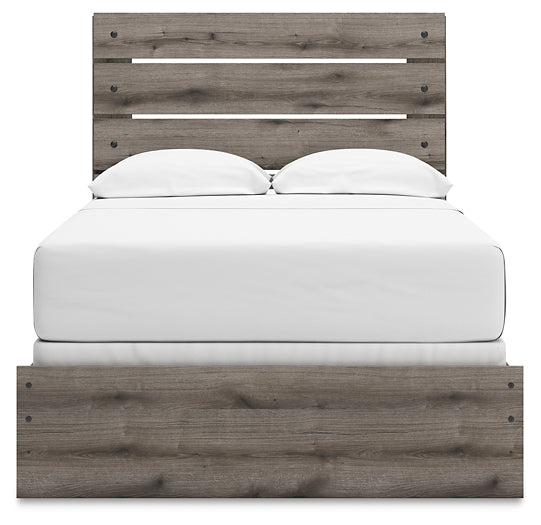 Graystorm Full Panel Bed with Mirrored Dresser and Nightstand