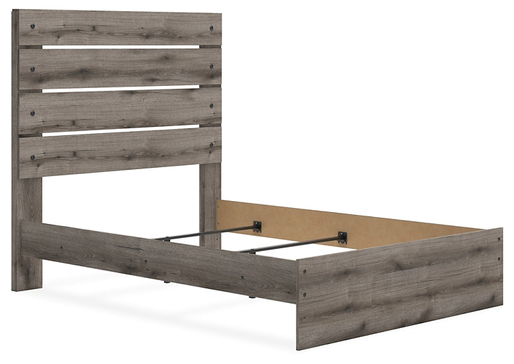 Graystorm Full Panel Bed with Mirrored Dresser and Nightstand