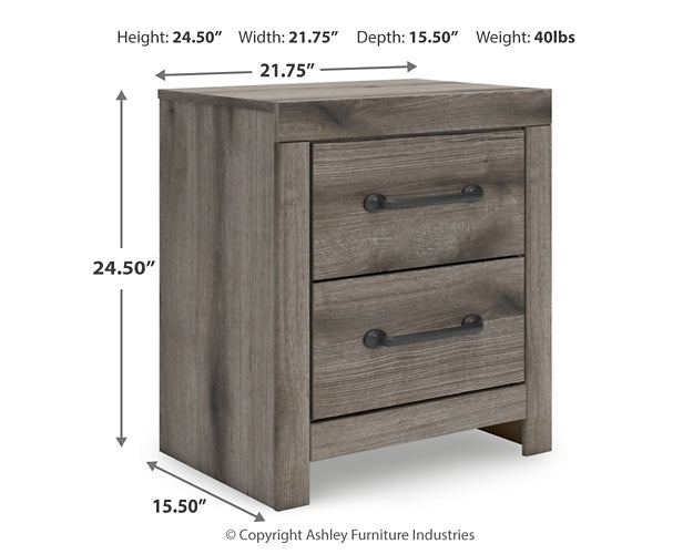 Graystorm Full Panel Bed with Mirrored Dresser and Nightstand