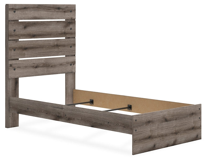 Graystorm Twin Panel Bed with Mirrored Dresser