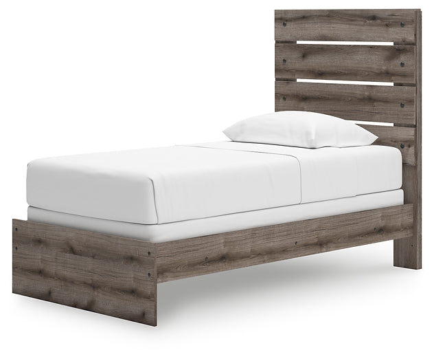 Graystorm Twin Panel Bed with Mirrored Dresser