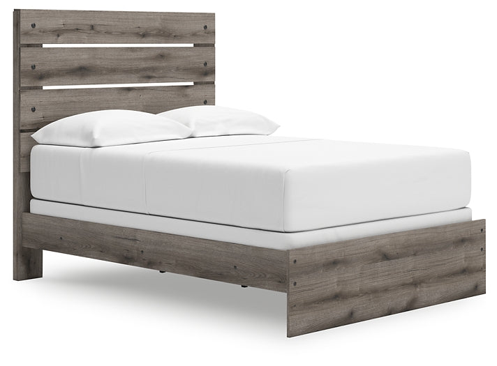 Graystorm Full Panel Bed with Mirrored Dresser and Chest