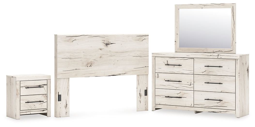 Lawroy Queen Panel Headboard with Mirrored Dresser and Nightstand