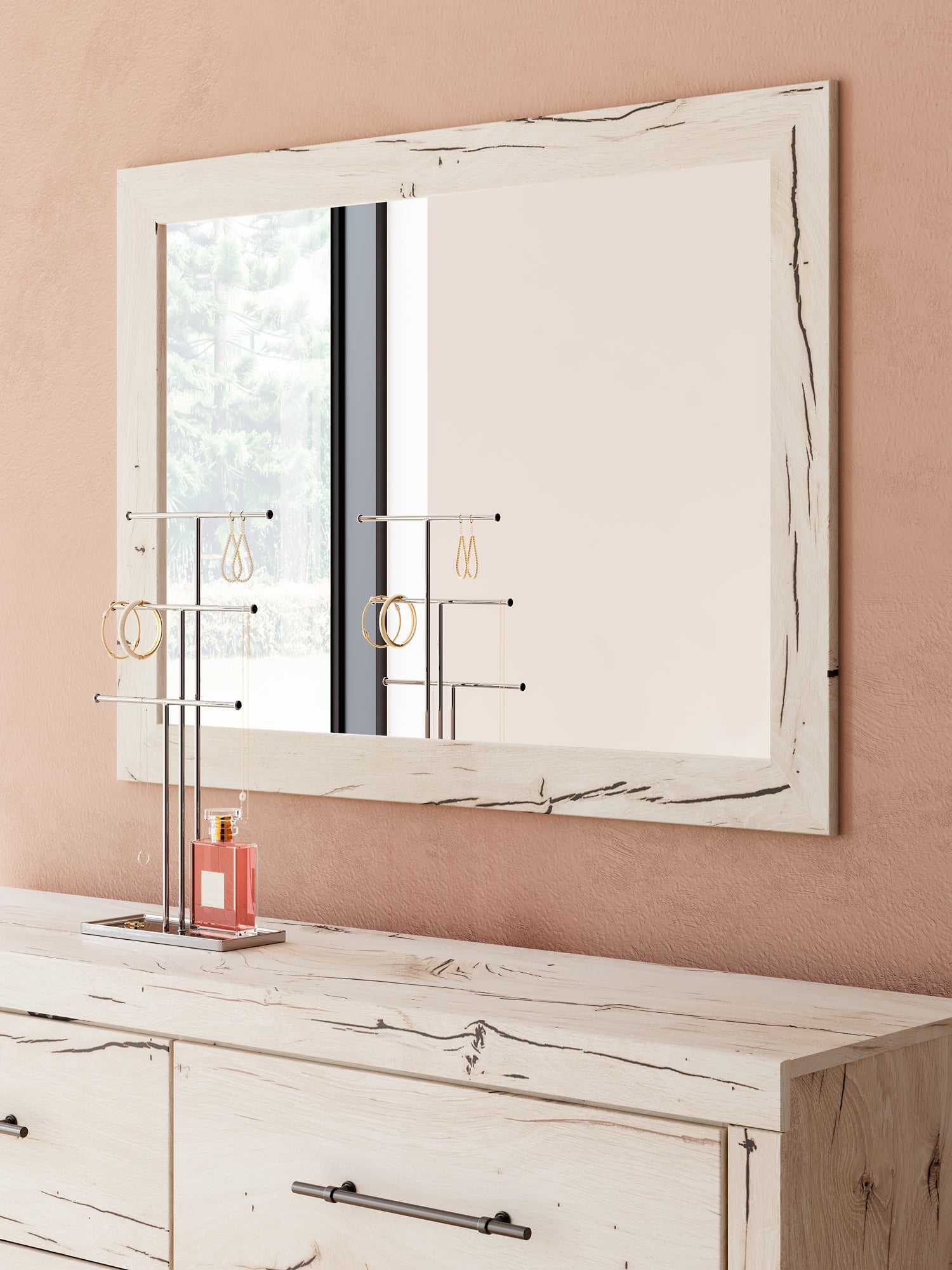 Lawroy Twin Panel Headboard with Mirrored Dresser and Chest
