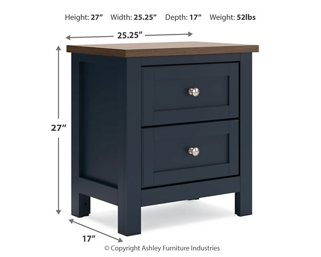 Landocken Full Panel Headboard with Mirrored Dresser and Nightstand