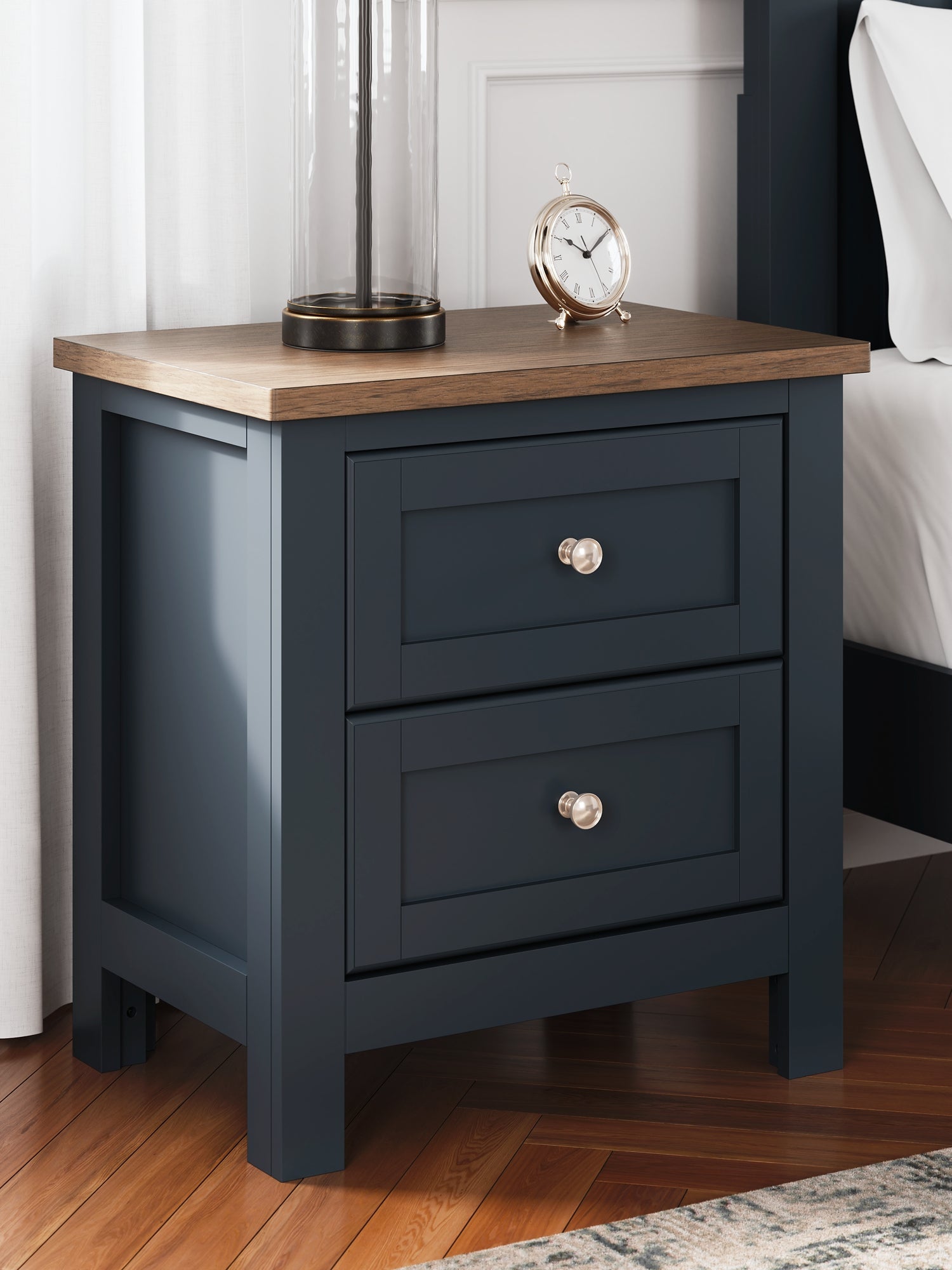 Landocken Full Panel Headboard with Mirrored Dresser and Nightstand