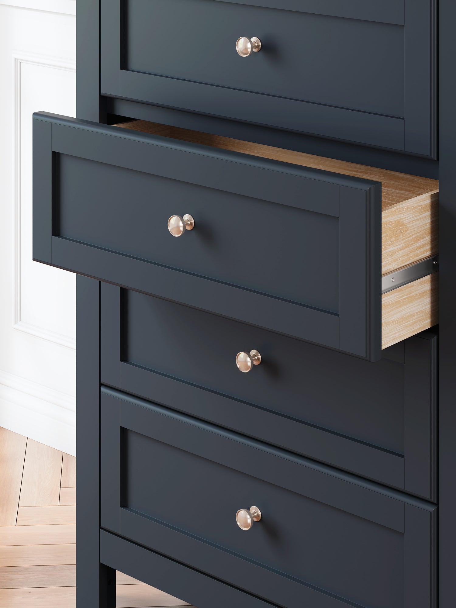 Landocken Twin Panel Headboard with Mirrored Dresser and Chest