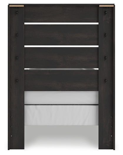 Hollivern Twin Panel Bed with Mirrored Dresser and Chest