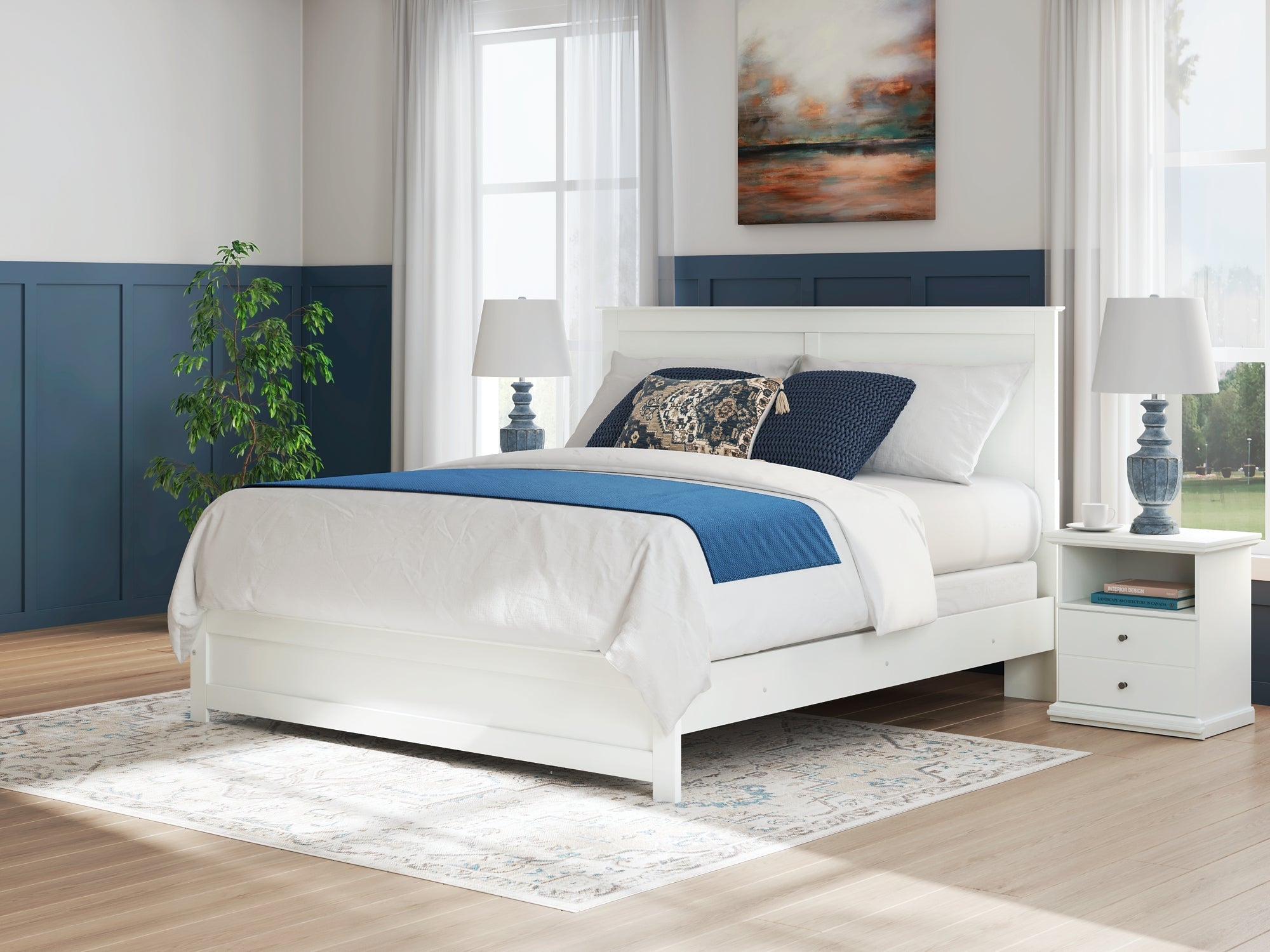 Bostwick Shoals King Panel Bed with Mirrored Dresser and Chest