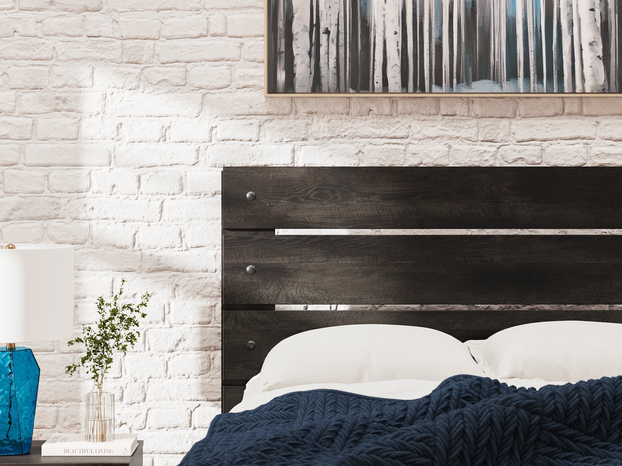 Hollivern Twin Panel Bed with Mirrored Dresser, Chest and Nightstand