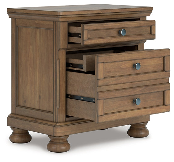 Feddinger Queen Storage Sleigh Bed with Mirrored Dresser and Nightstand