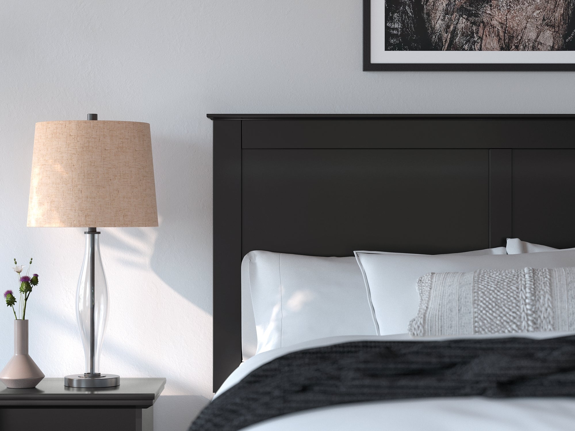 Maribel Queen Panel Bed with Mirrored Dresser and Chest