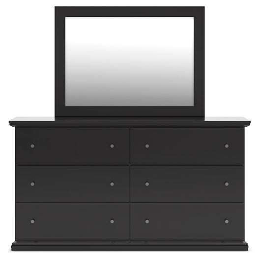 Maribel Full Panel Bed with Mirrored Dresser and Chest
