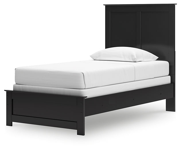 Maribel Twin Panel Bed with Mirrored Dresser, Chest and Nightstand