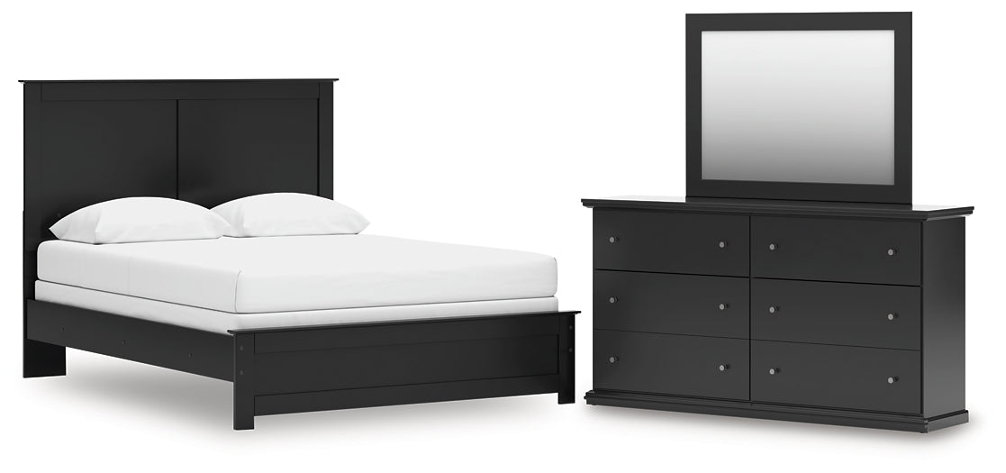 Maribel Queen Panel Bed with Mirrored Dresser