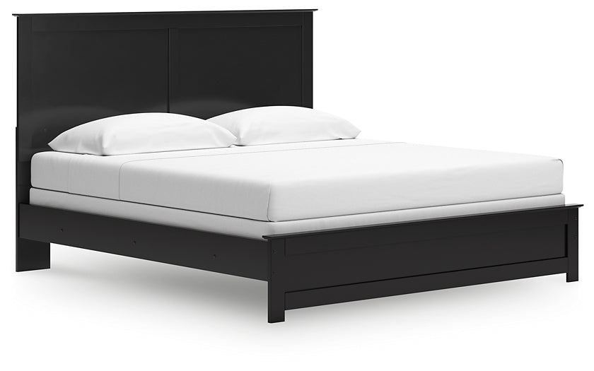 Maribel King Panel Bed with Mirrored Dresser and Nightstand