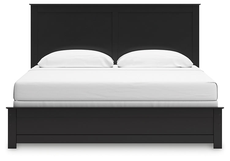 Maribel King Panel Bed with Mirrored Dresser and Nightstand